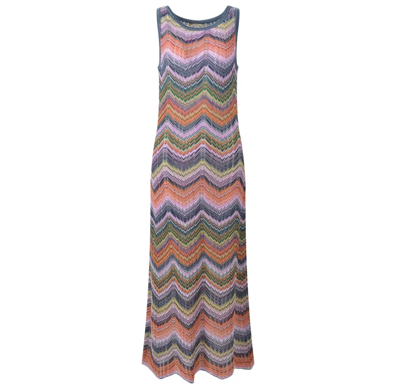 ROBE LONGUE TRICOT CHEVRON — ÉDITION CAPRI
