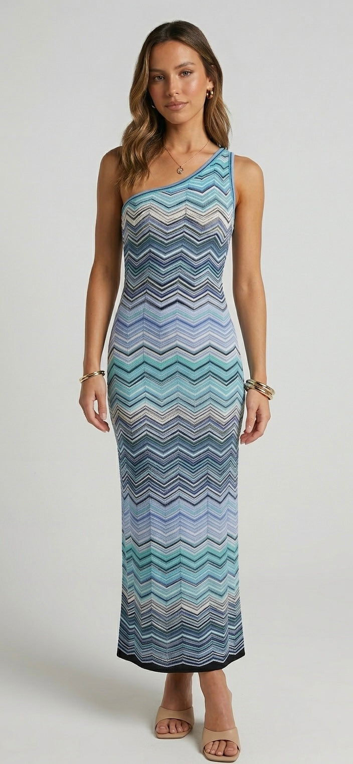 Robe Longue Tricot Vagues — Édition Côte d’Azur