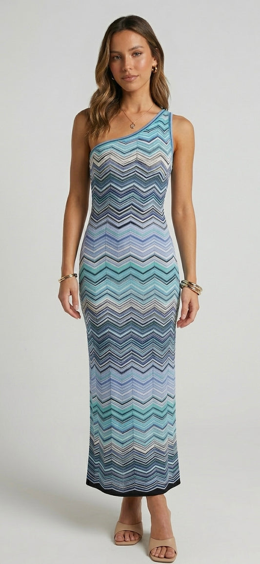 Robe Longue Tricot Vagues — Édition Côte d’Azur