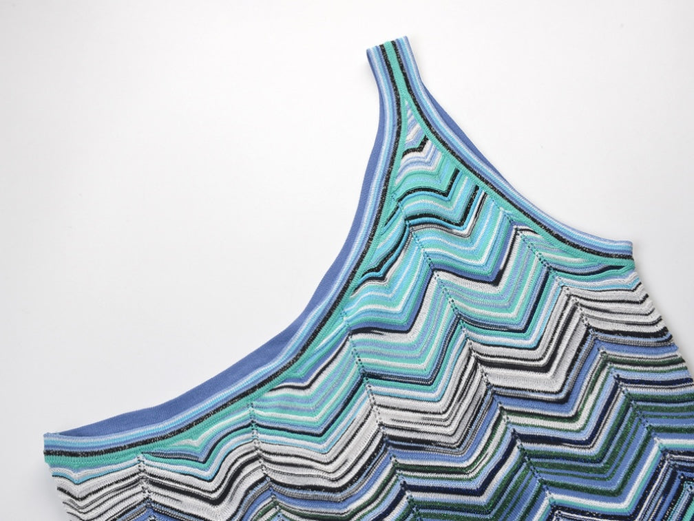 Robe Longue Tricot Vagues — Édition Côte d’Azur