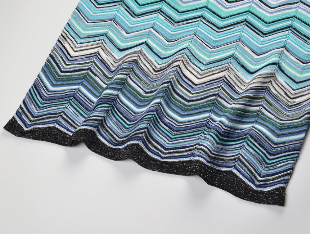 Robe Longue Tricot Vagues — Édition Côte d’Azur