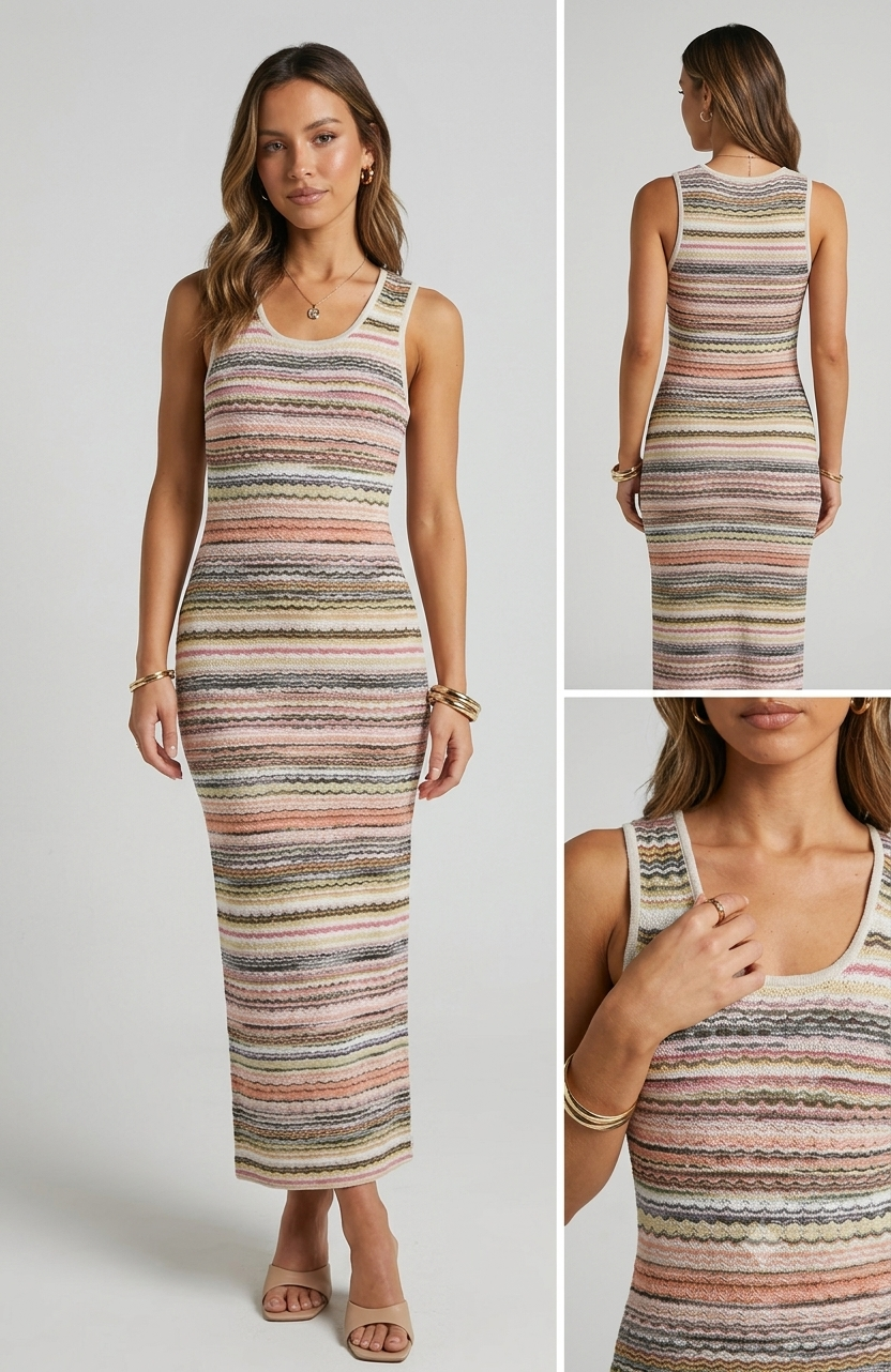 ROBE LONGUE RAYÉE TRICOT — ÉDITION SAINT-TROPEZ