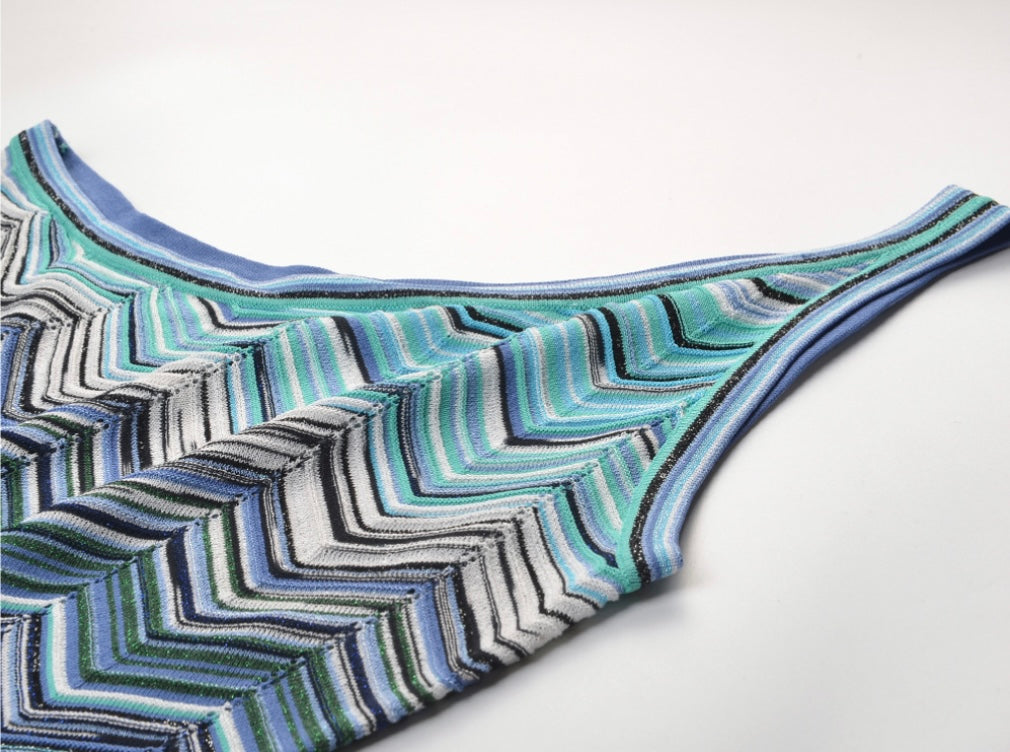 Robe Longue Tricot Vagues — Édition Côte d’Azur