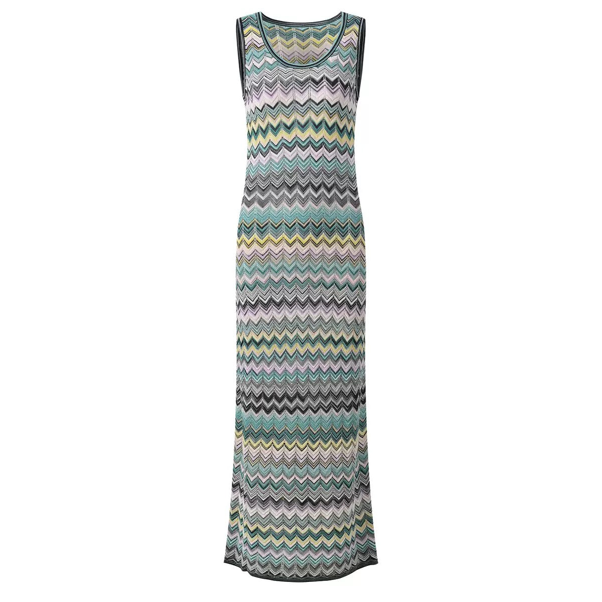 ROBE LONGUE TRICOT CHEVRON — ÉDITION RIVIERA