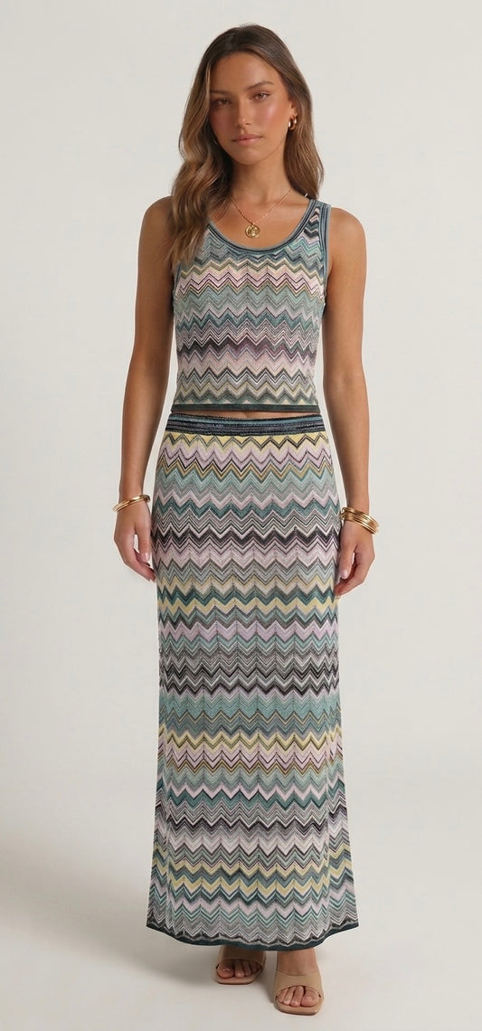 Co-ord Tricot Zigzag — Ensemble 2 Pièces